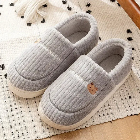Autumn Winter Men Slippers Home Floor Footwear New Indoor Women Soft Plush Non Slip Slides Warm Plush Couples Cotton Shoes