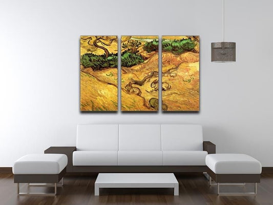 Field With Two Rabbits By Van Gogh 3 Split Panel Canvas Print - TGS
