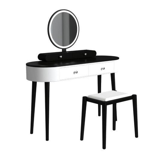 Makeup Vanity Table Set with LED Mirror and 3 Spacious Drawers - White and Black - TGS